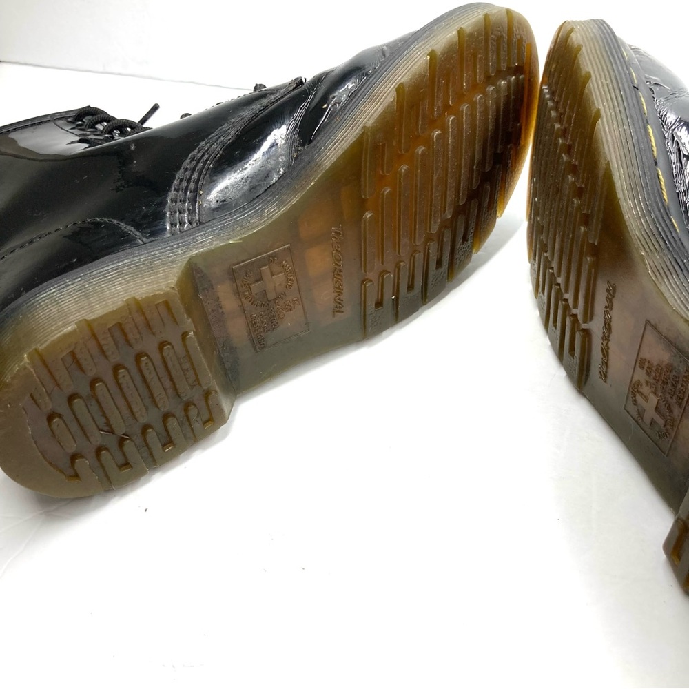 Dr. Martens Patent Leather Black Combat Boots Size 6 Air Wair Bouncing Soles - Picture 14 of 16